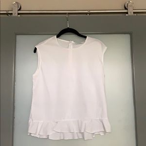 New York and Company White Ruffle Blouse